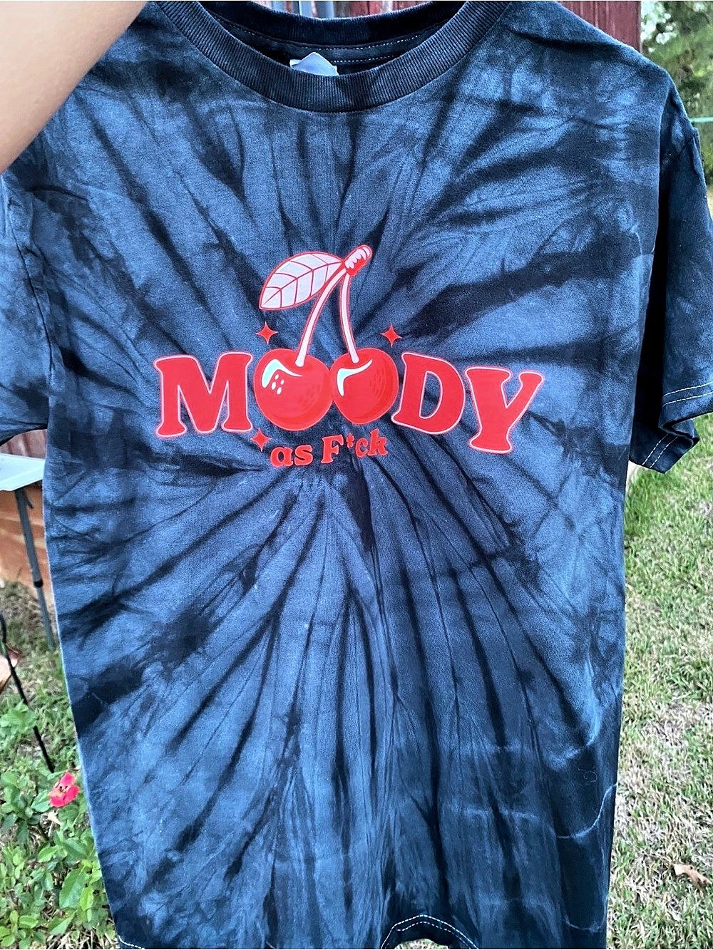 Tie-Dye Graphic Short Sleeve Tee in Black & Blue